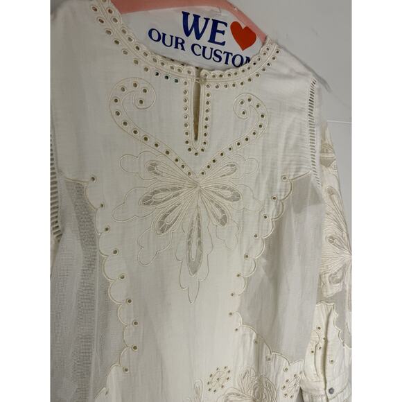 Sundance Reach For Beauty Top Sheer Cami XS Marshmallow Ivory Lace Crochet Boho - Picture 7 of 15